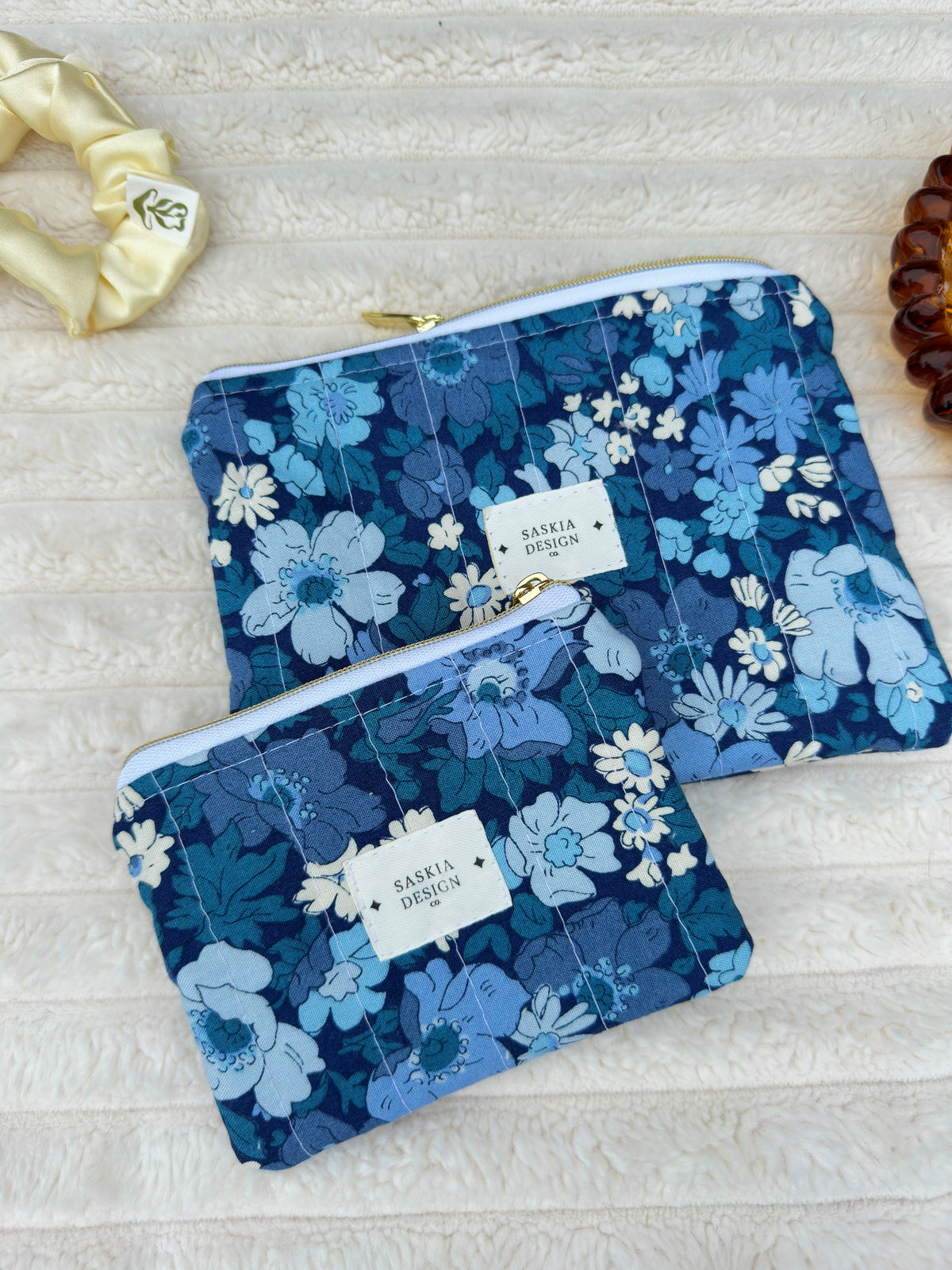 Blueberry Quilted Zipper Pouch