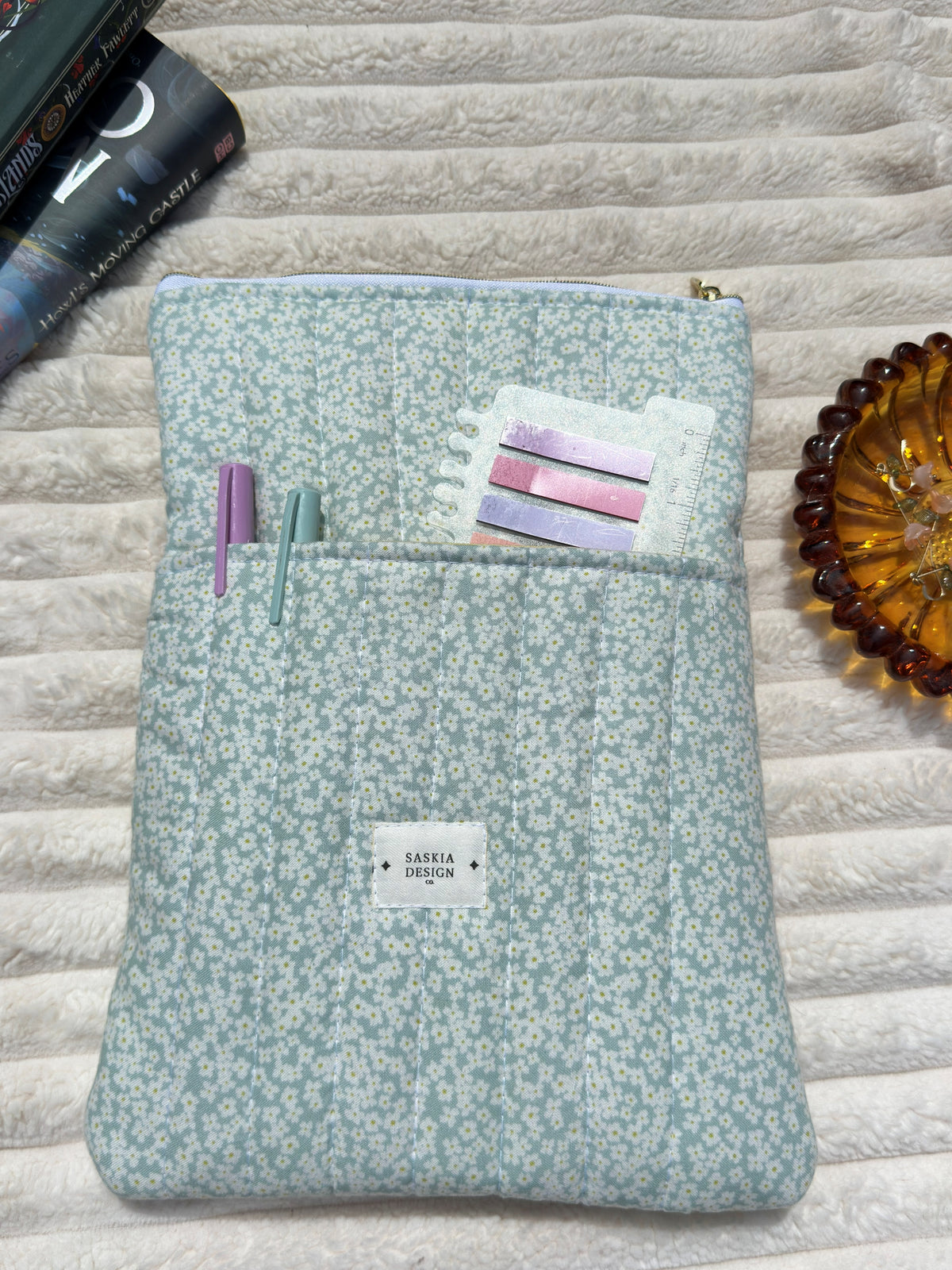 May Flowers Quilted Book Sleeve