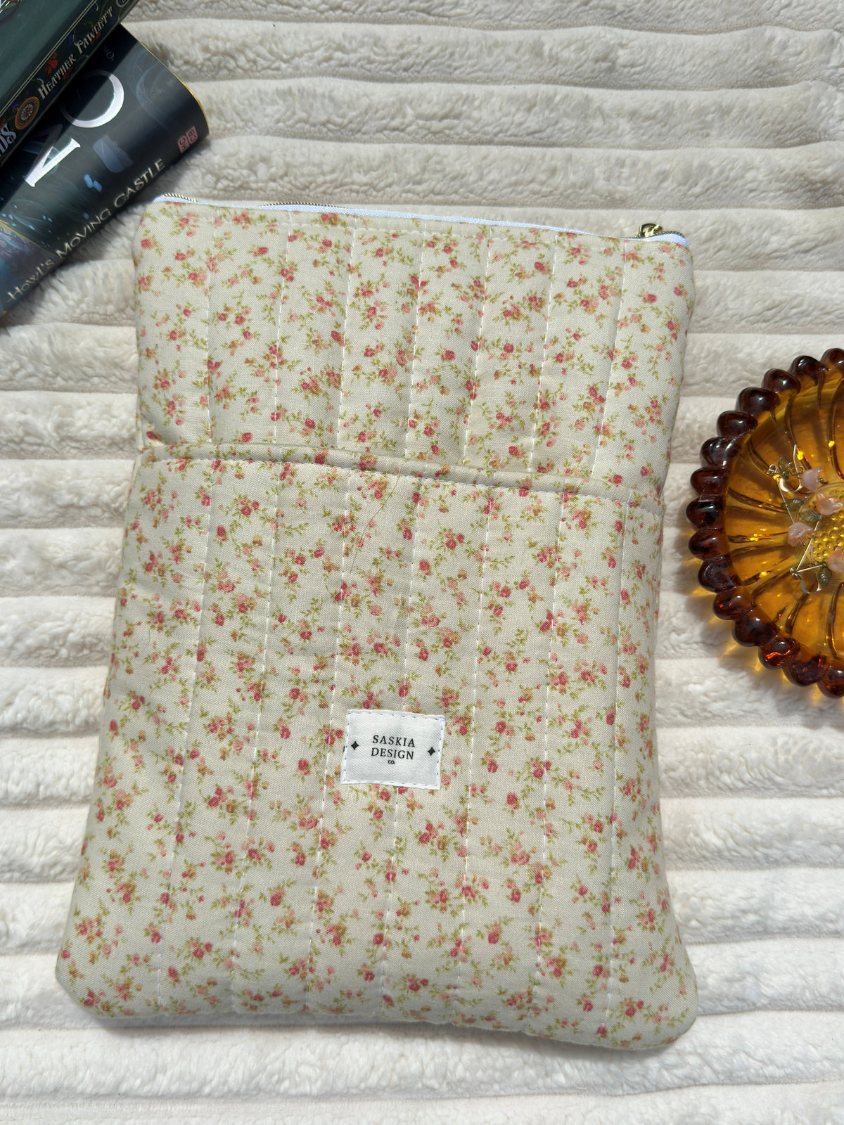 Evening Rose Quilted Book Sleeve