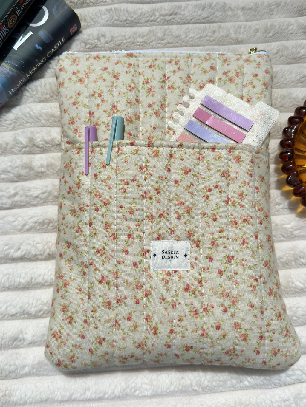Evening Rose Quilted Book Sleeve