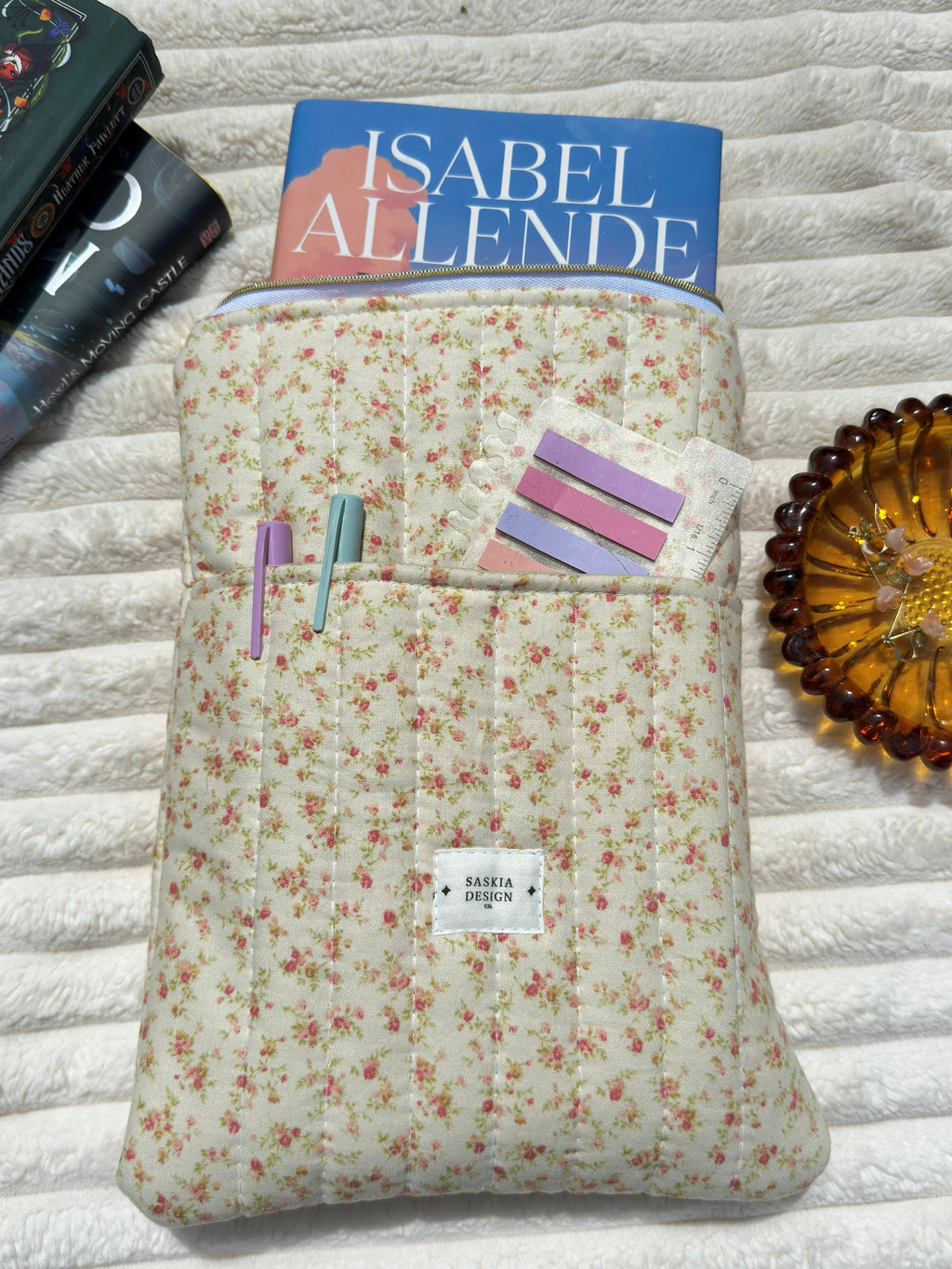 Evening Rose Quilted Book Sleeve
