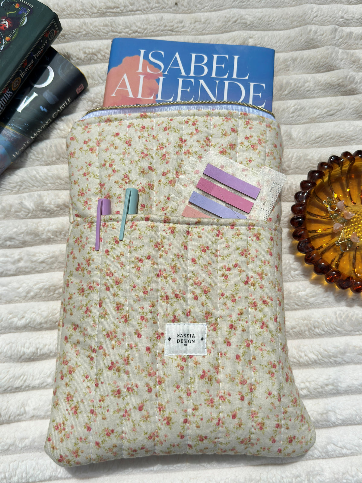 Evening Rose Quilted Book Sleeve