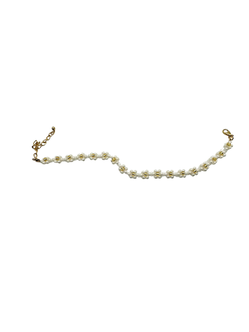 Beaded Flower Bracelet - Dove