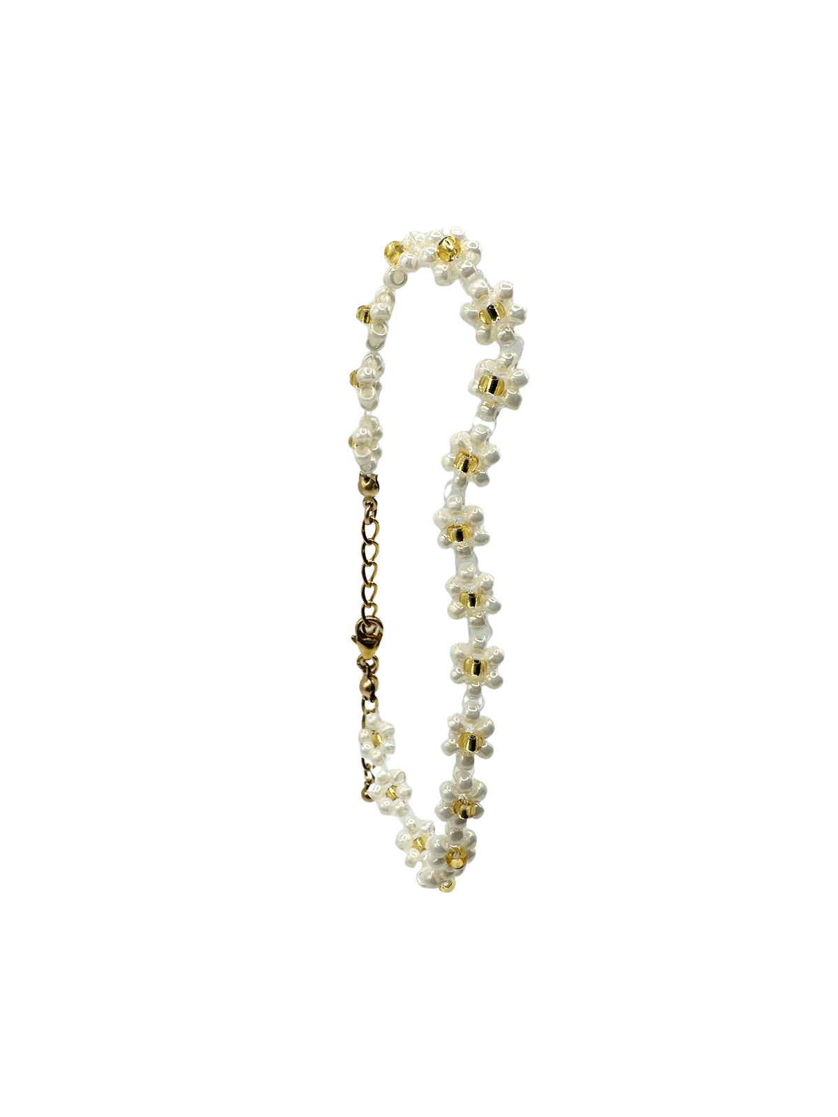 Beaded Flower Bracelet - Dove