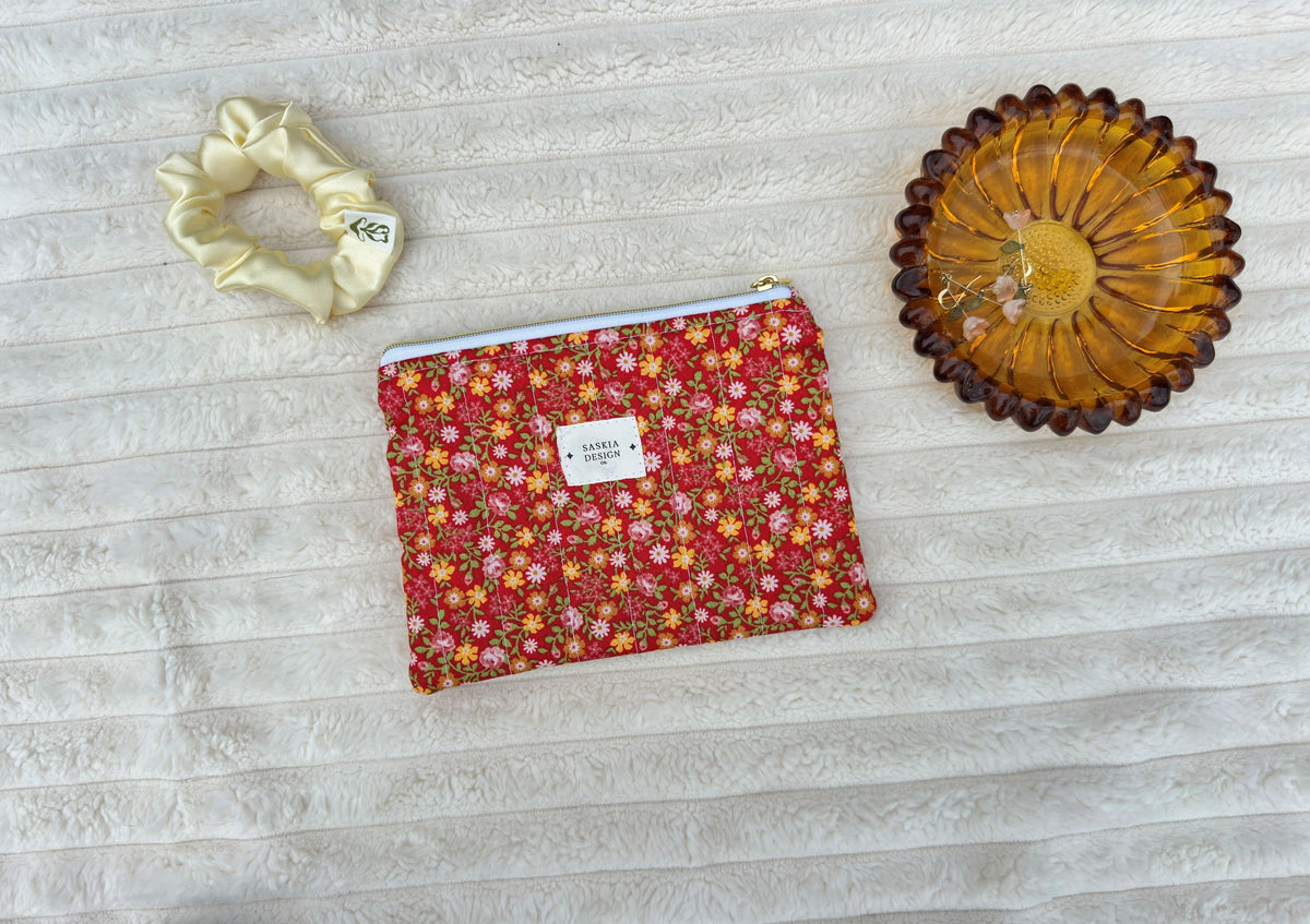 Evening Rose Quilted Zipper Pouch