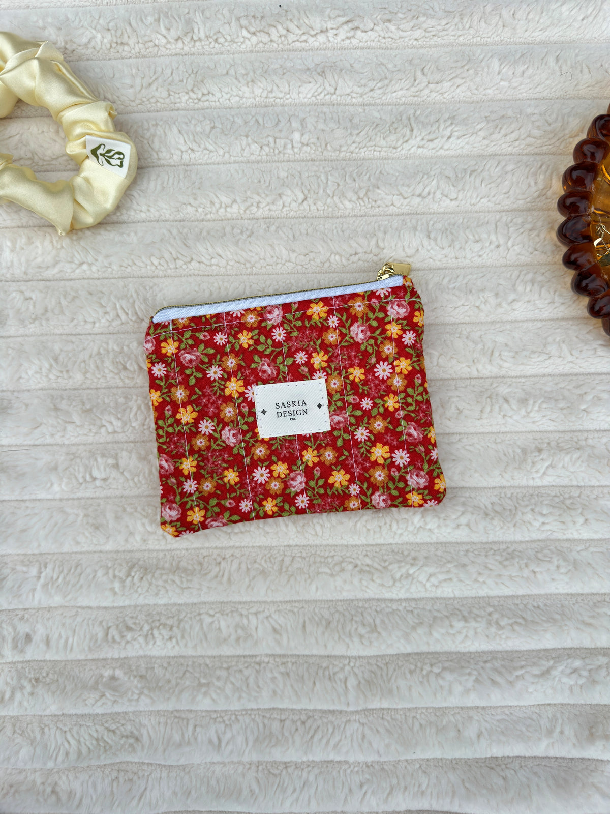 Evening Rose Quilted Zipper Pouch
