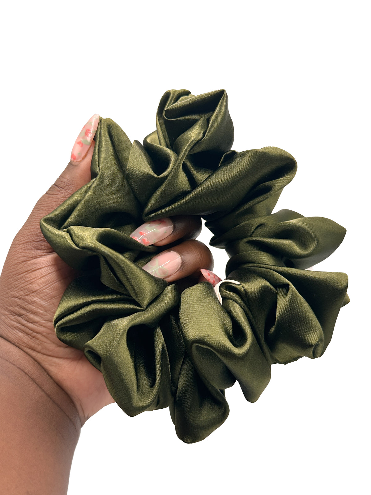 Dark Forest Green Satin Scrunchie