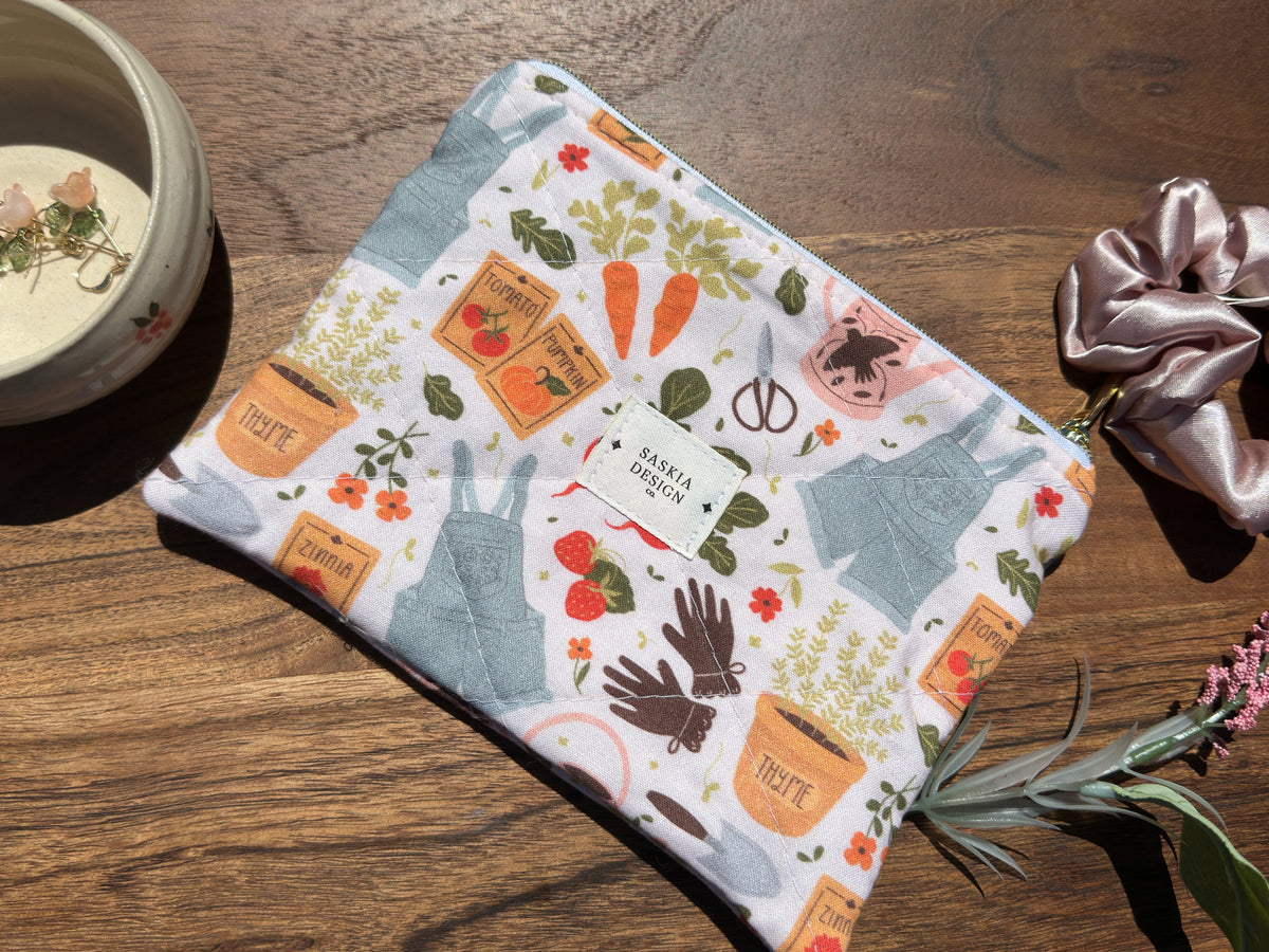 Spring Gardening Quilted Zipper Pouch