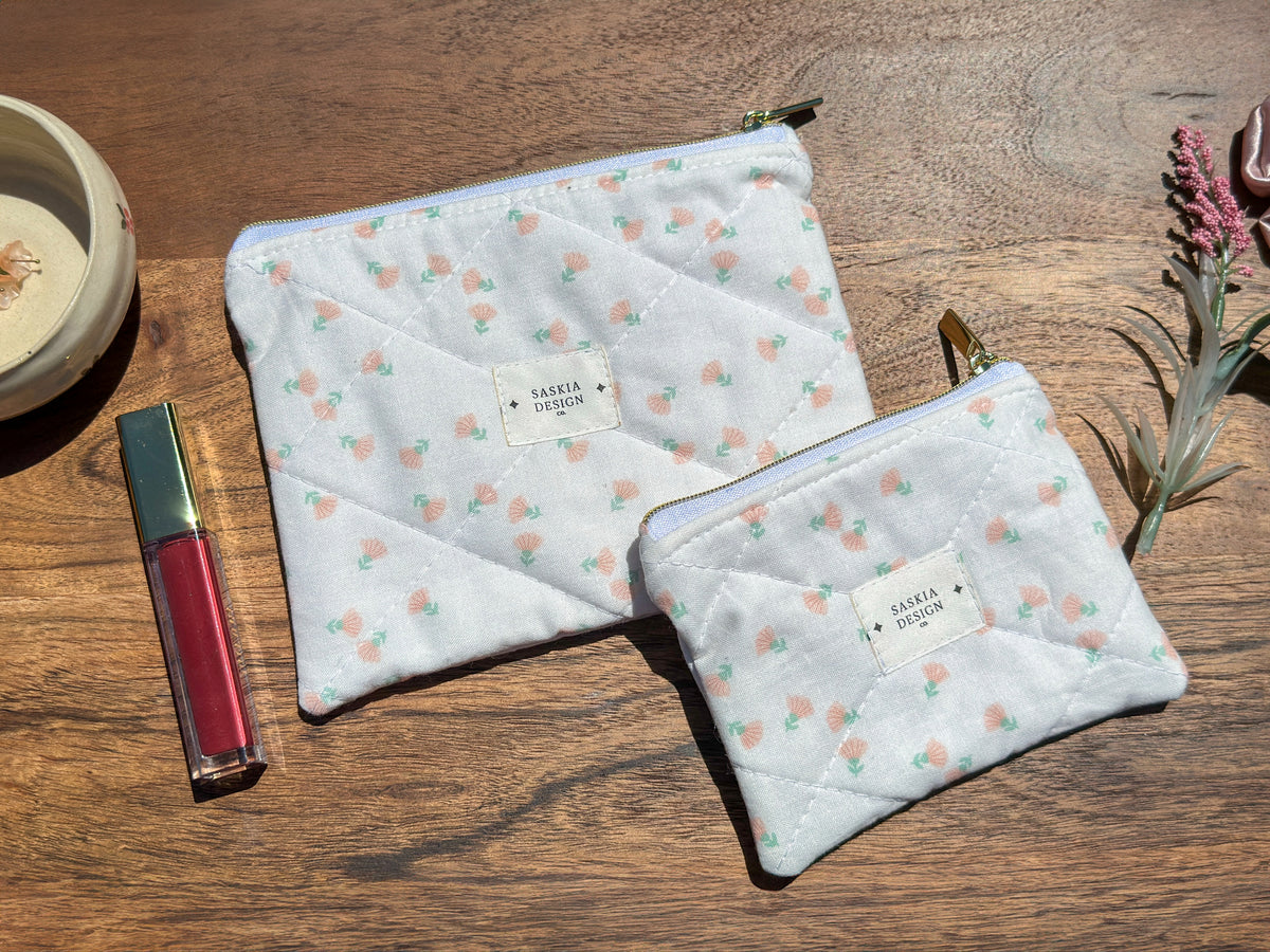 Hibiscus Quilted Zipper Pouch