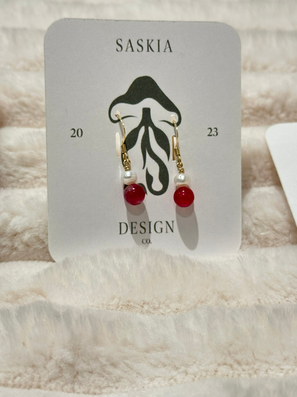 Gold Filled Gemstone Stacked Pearl Earring