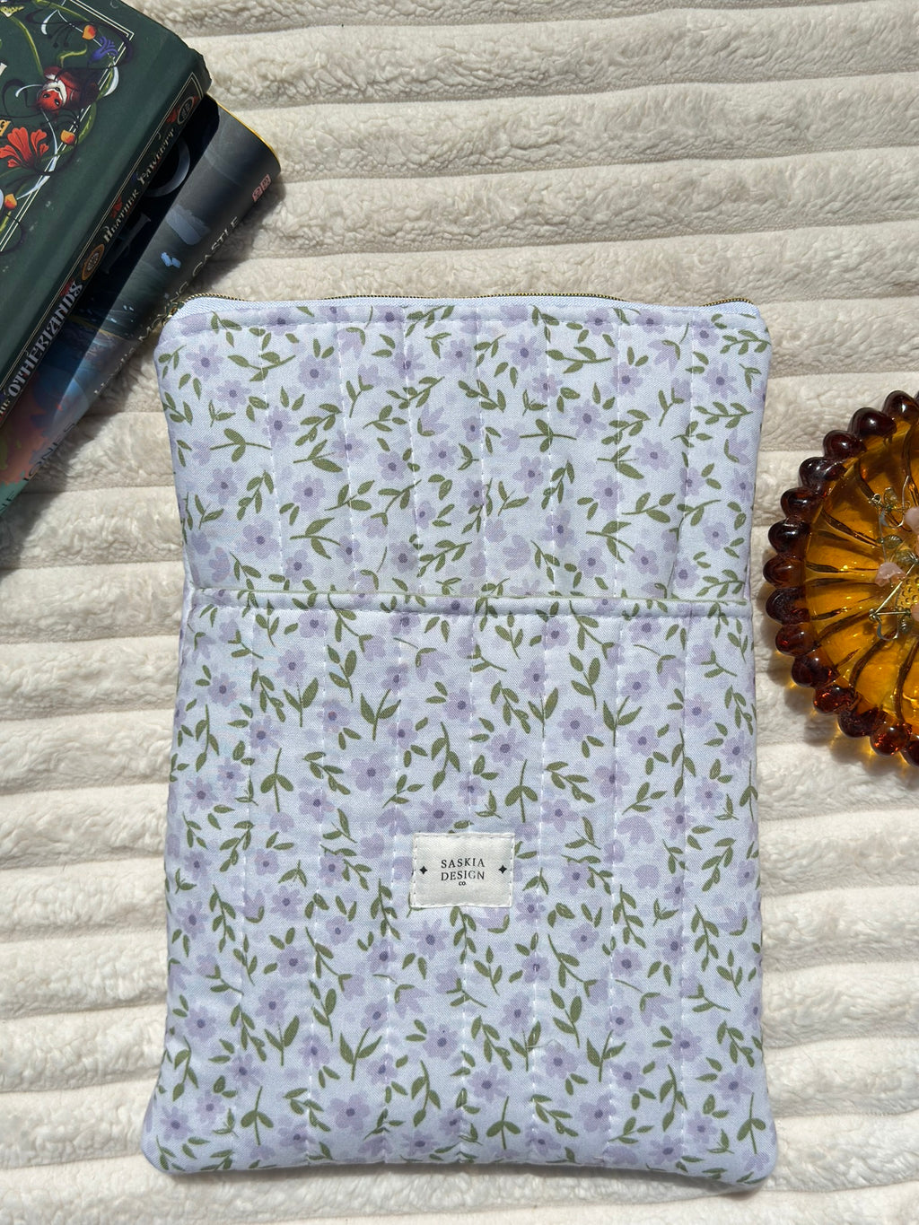 Lilac Quilted Book Sleeve