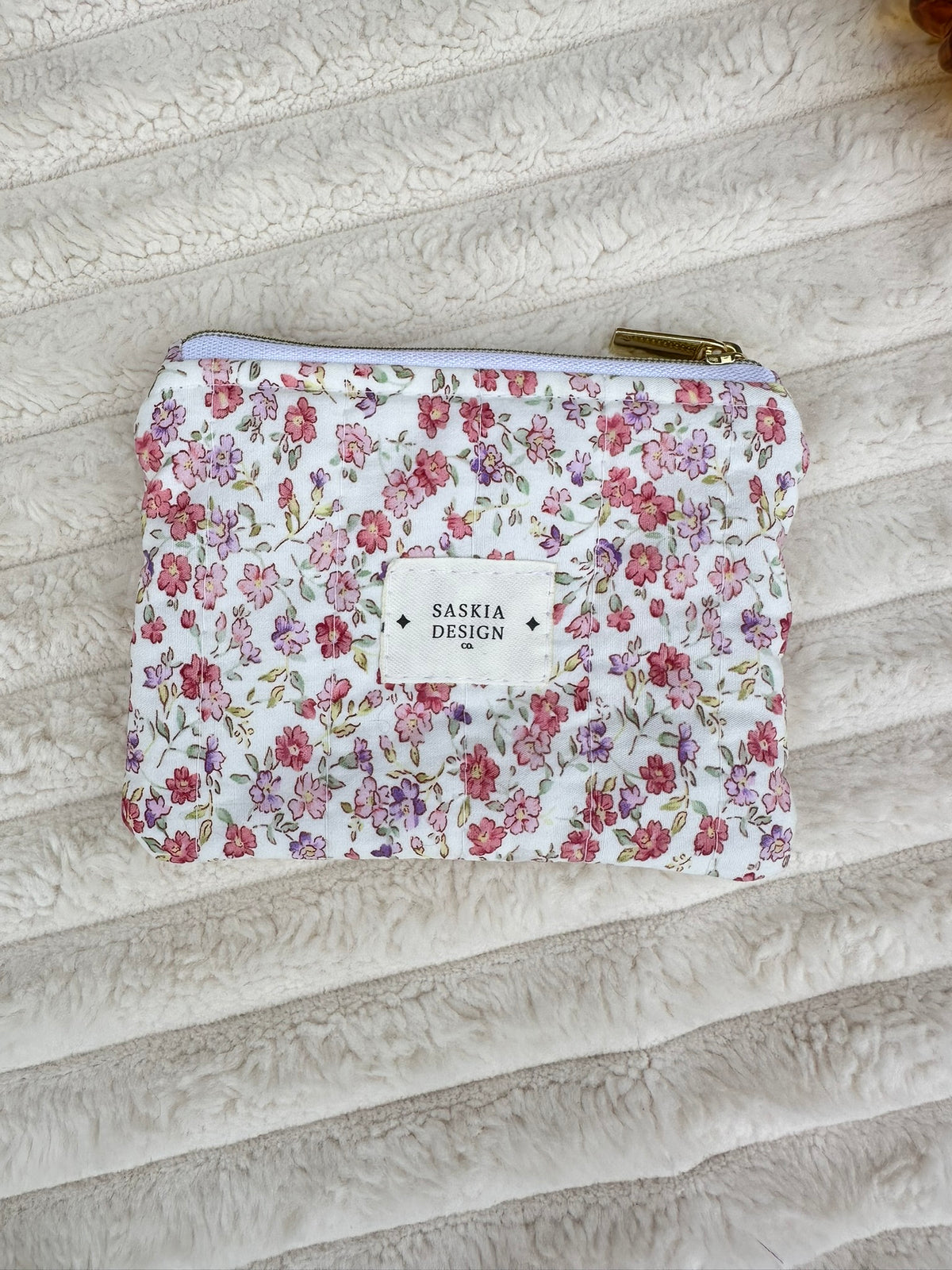 Peony Quilted Zipper Pouch