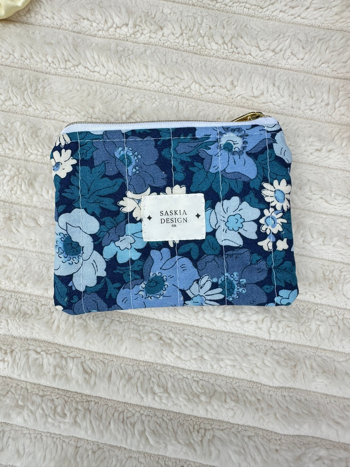 Blueberry Quilted Zipper Pouch