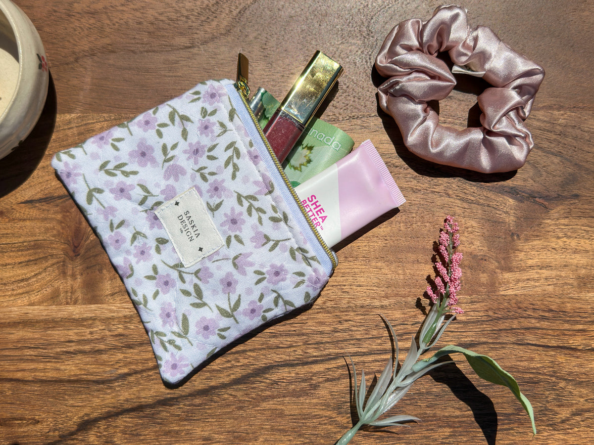 Lilac Quilted  Zipper Pouch