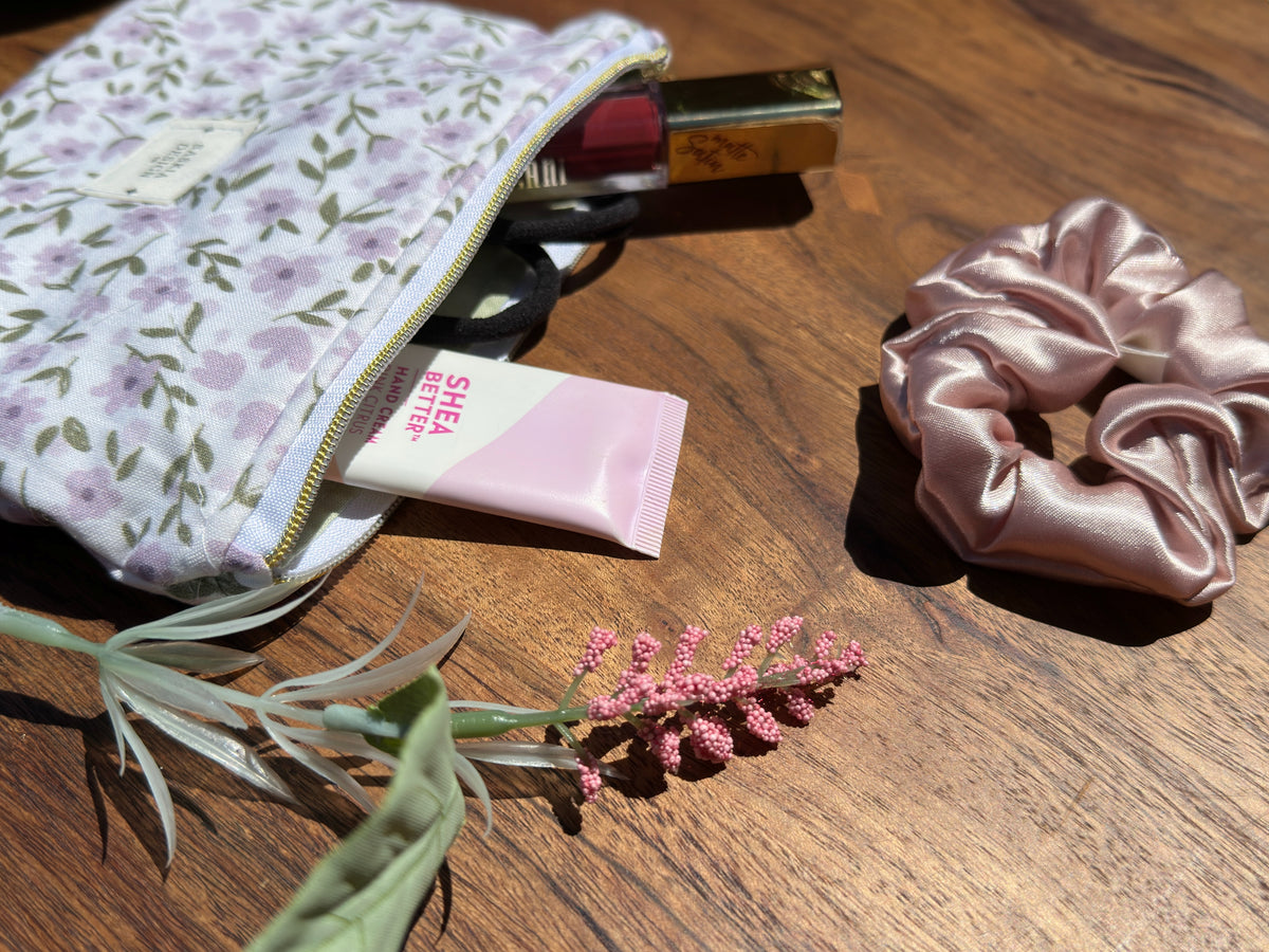 Lilac Quilted  Zipper Pouch
