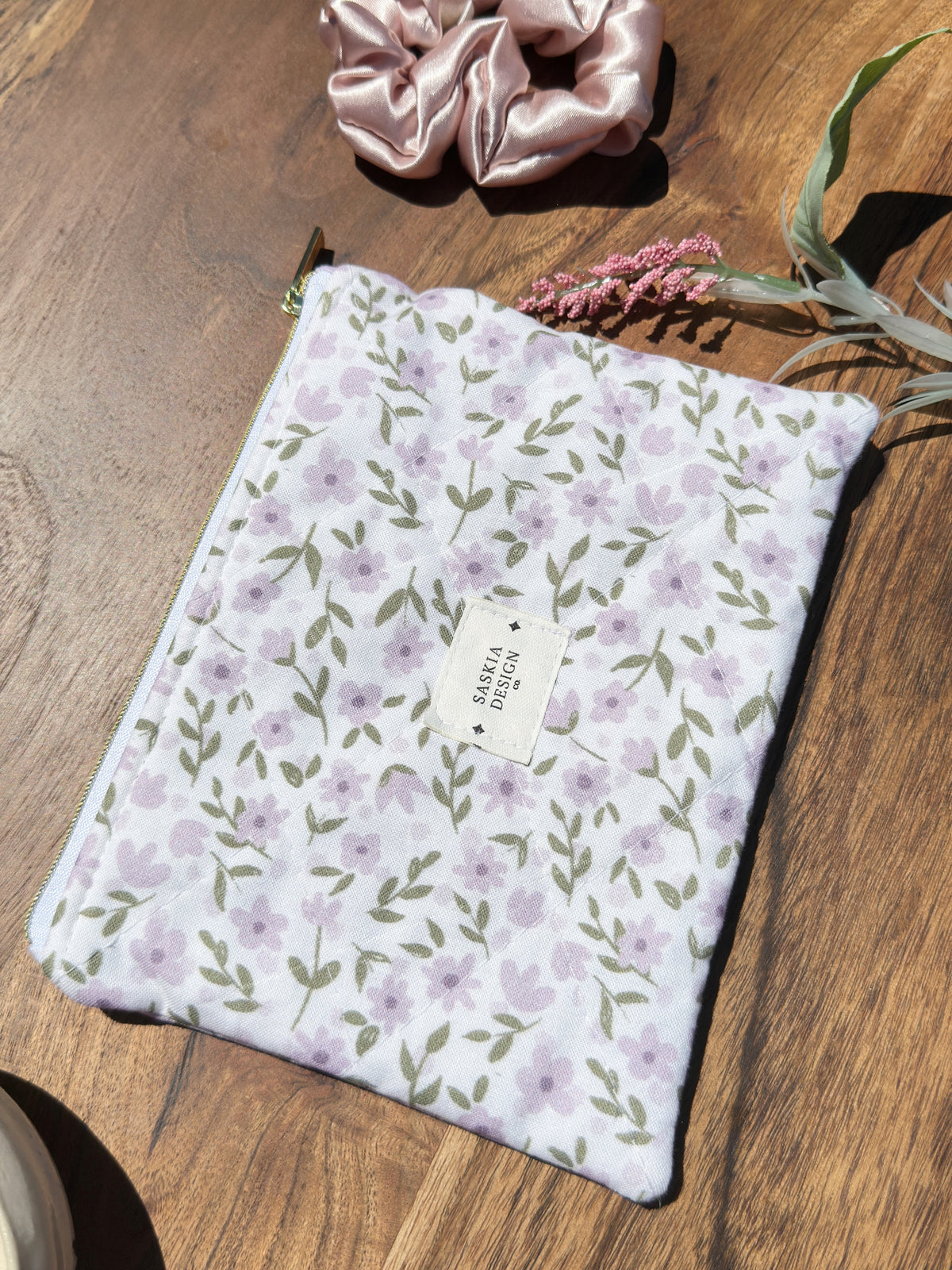 Lilac Quilted  Zipper Pouch
