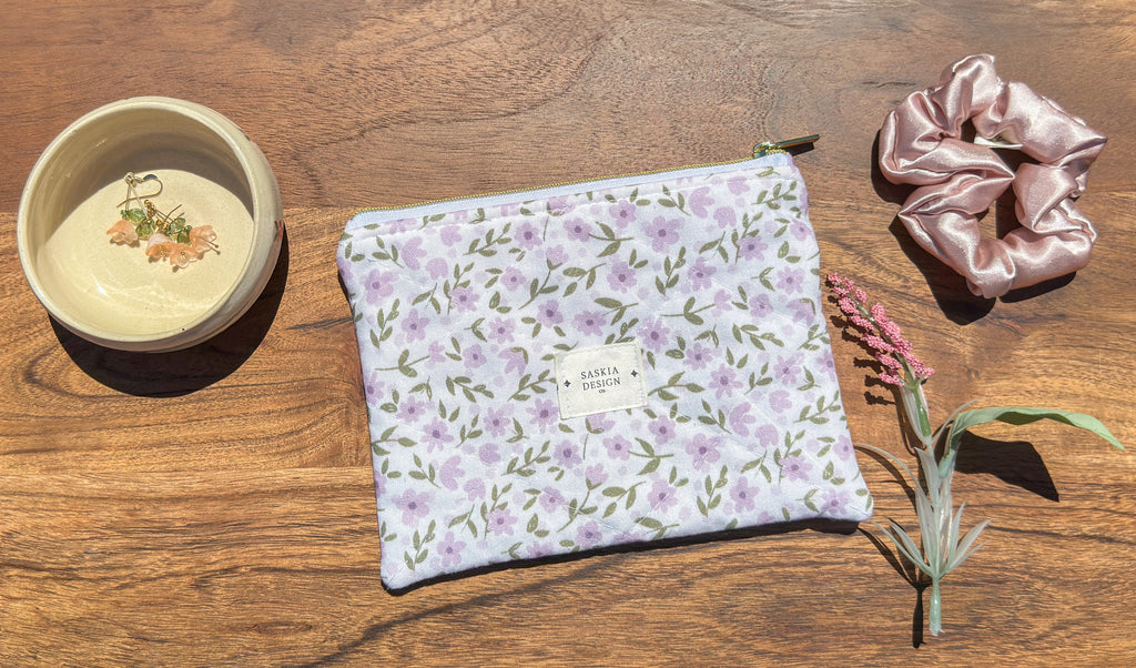 Lilac Quilted  Zipper Pouch