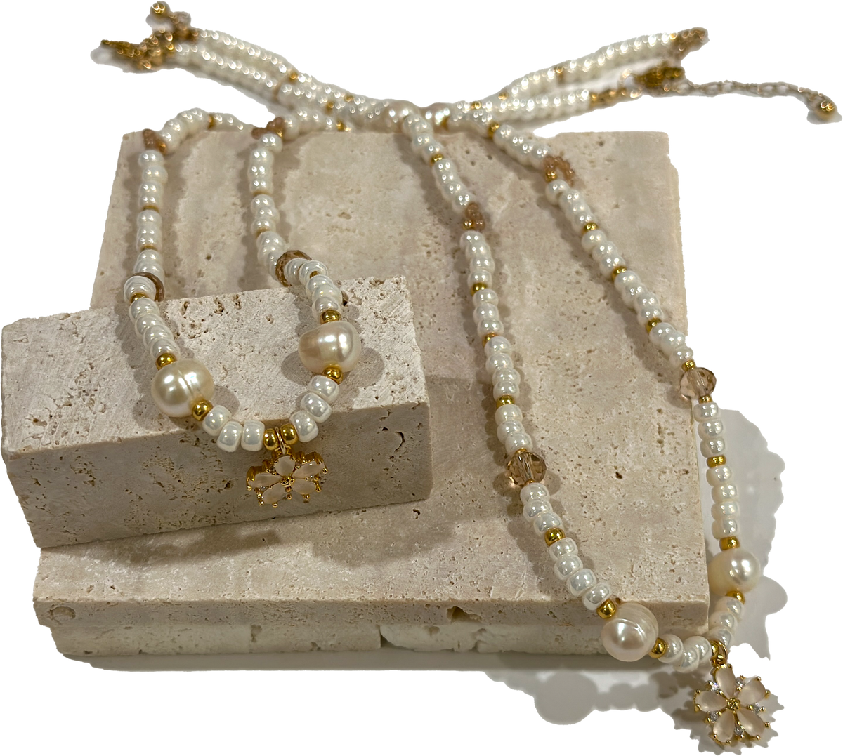 Beaded Pearl Sakura Choker