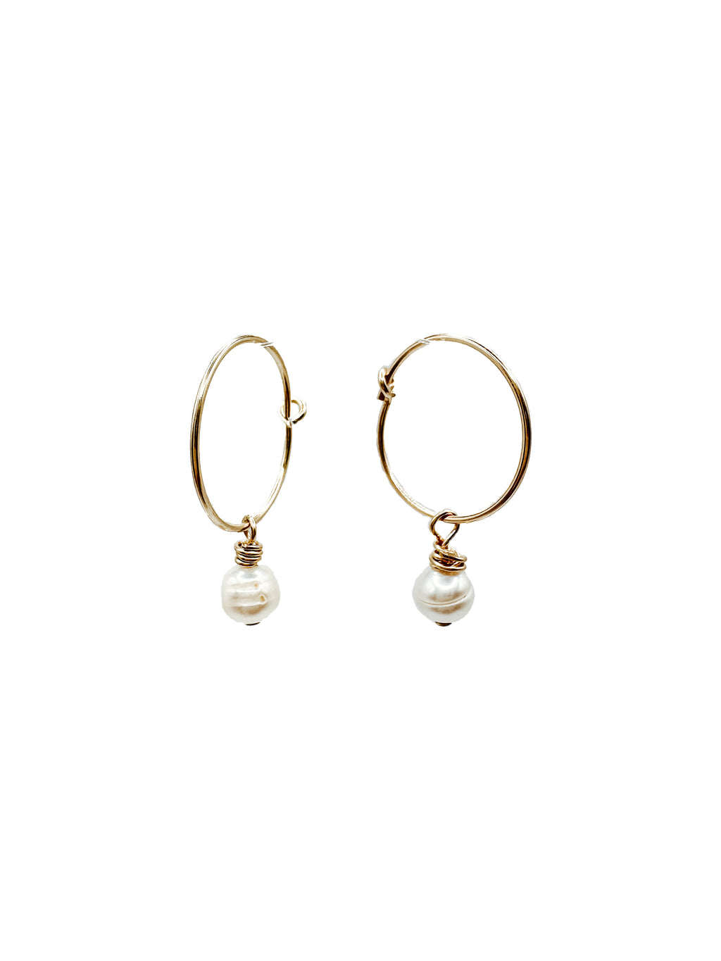 Pearl Wire Hoop Earrings