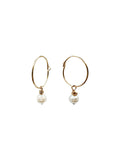Pearl Wire Hoop Earrings