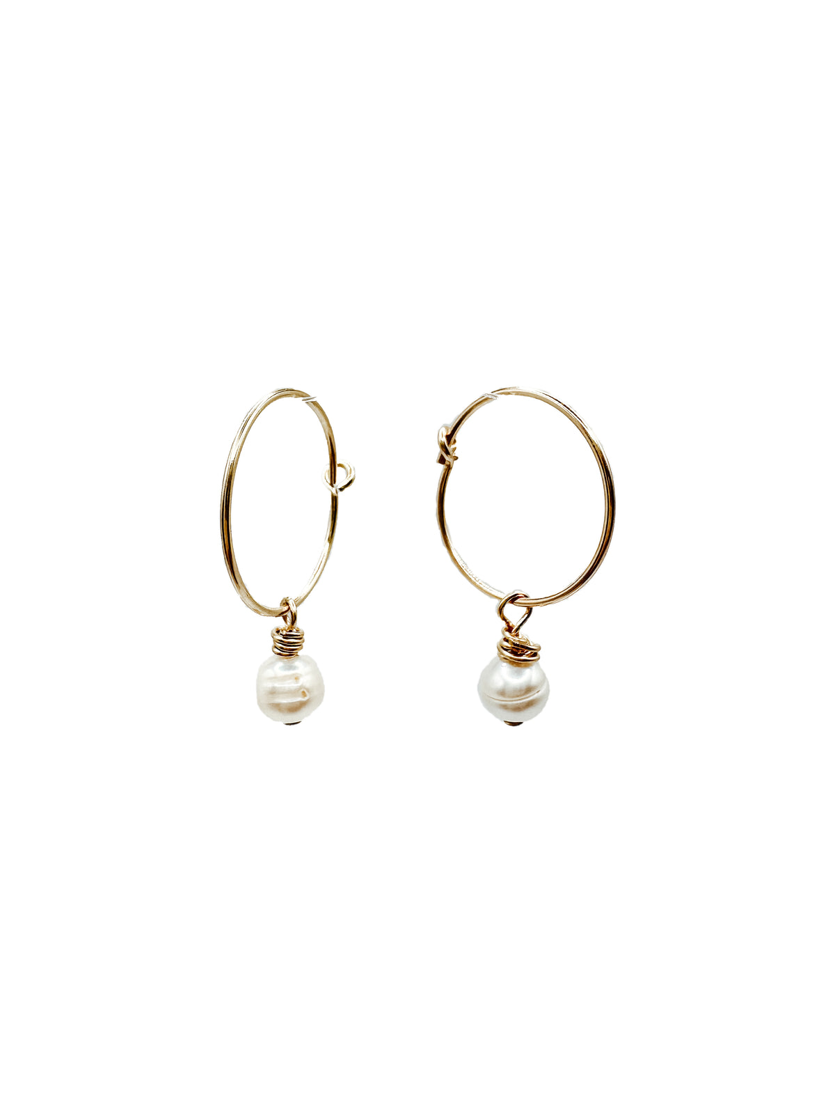Pearl Wire Hoop Earrings