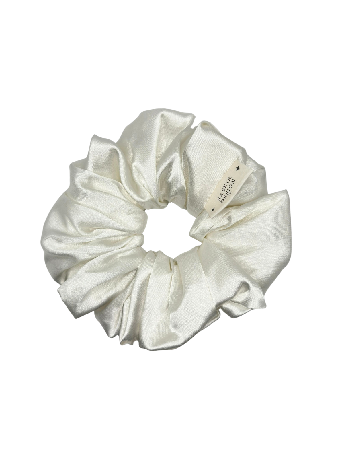 Pearly White Satin Scrunchie