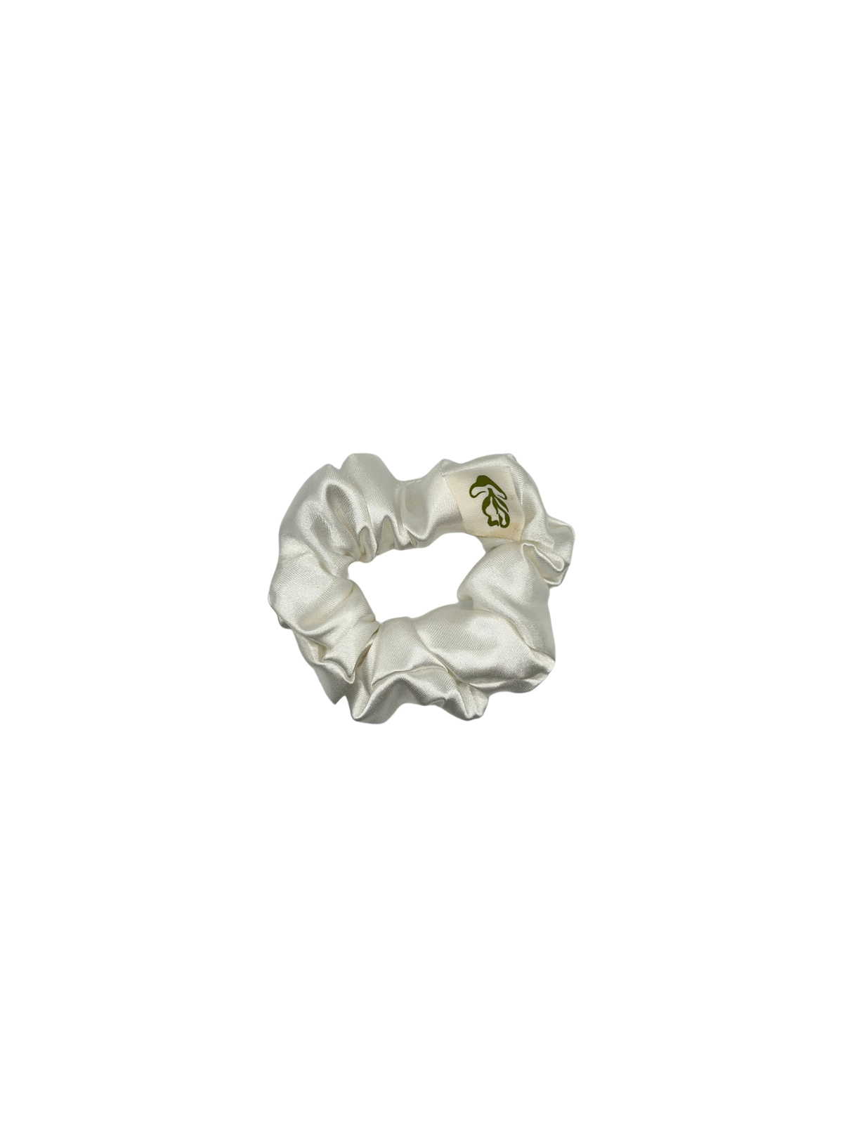 Pearly White Satin Scrunchie