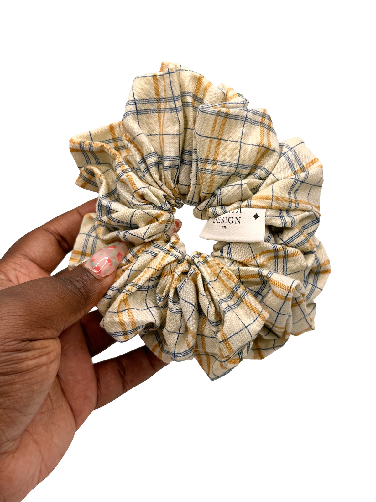 Toasty Beige Plaid Scrunchie