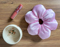 Large Satin Flower Statement Ponytail Holder - Powder Puff