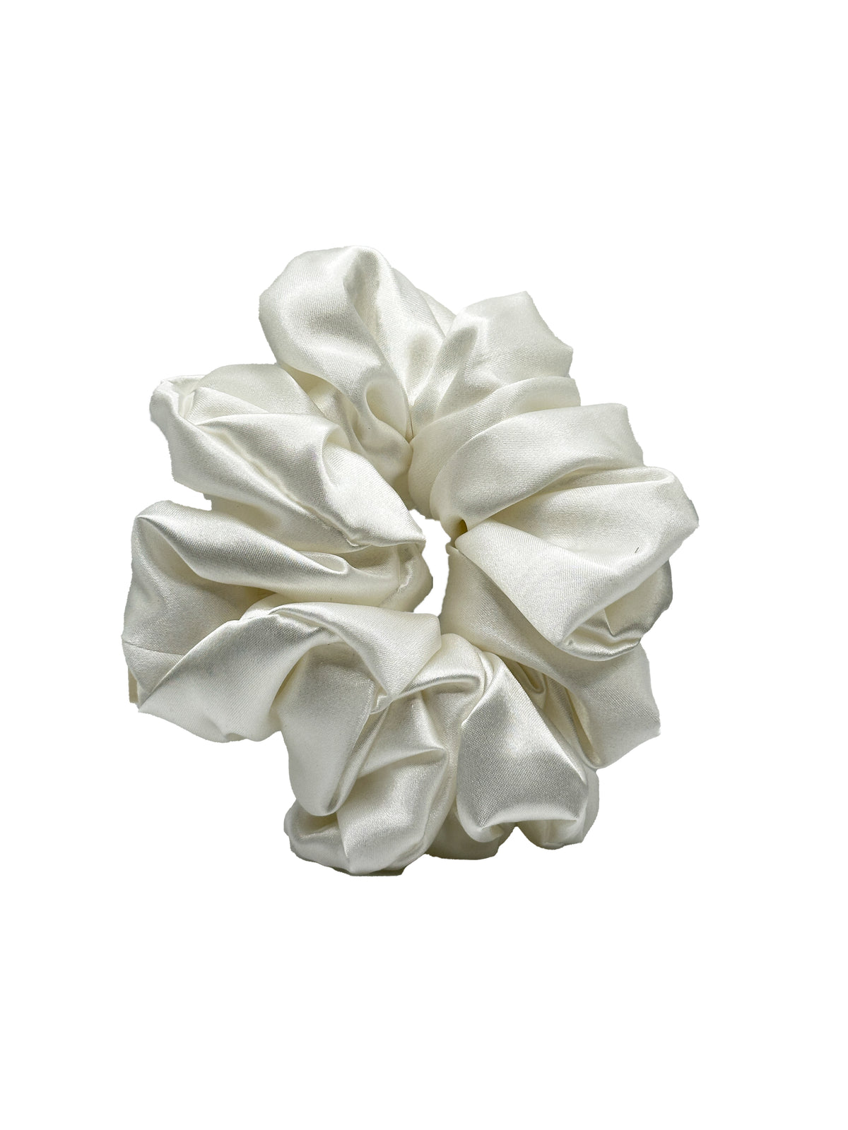 Pearly White Satin Scrunchie
