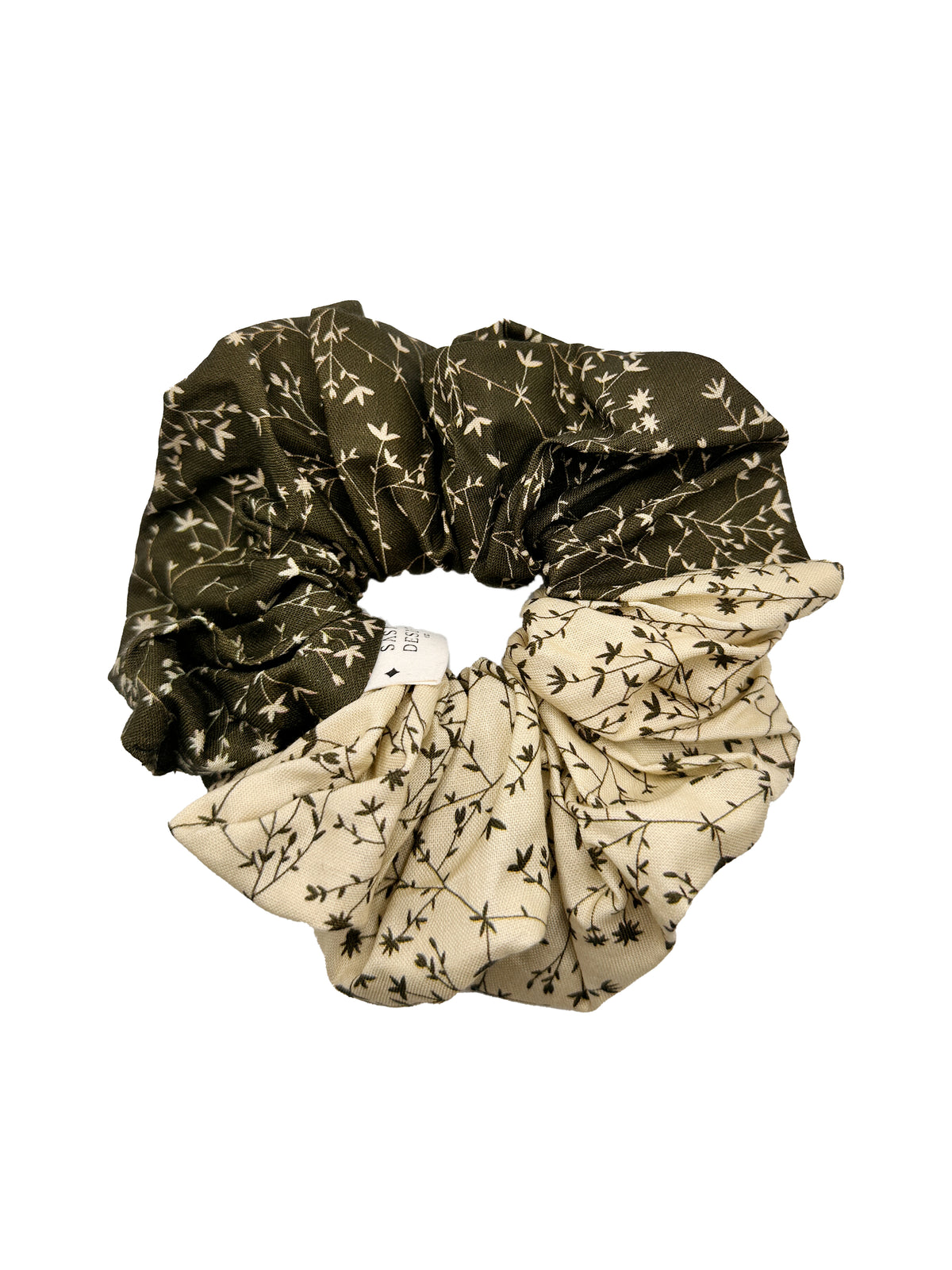 Verdant Bloom Two-Tone Scrunchie