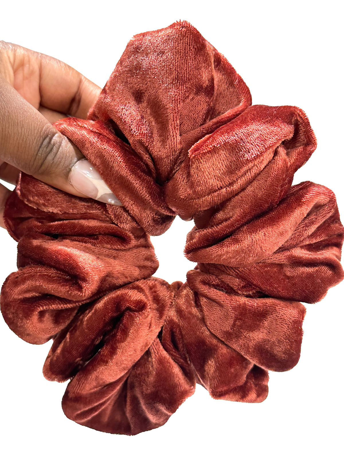 Rusty Red Crushed Velvet Scrunchie