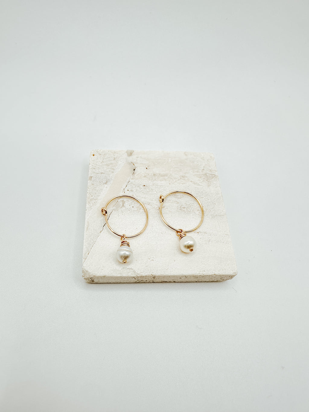 Pearl Wire Hoop Earrings
