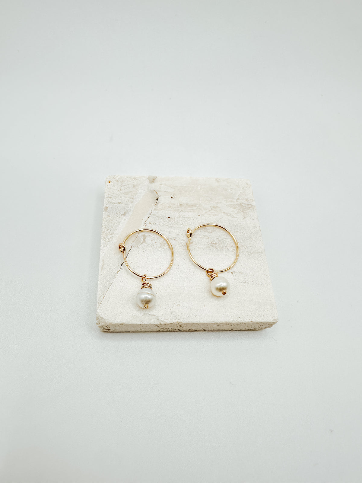 Pearl Wire Hoop Earrings